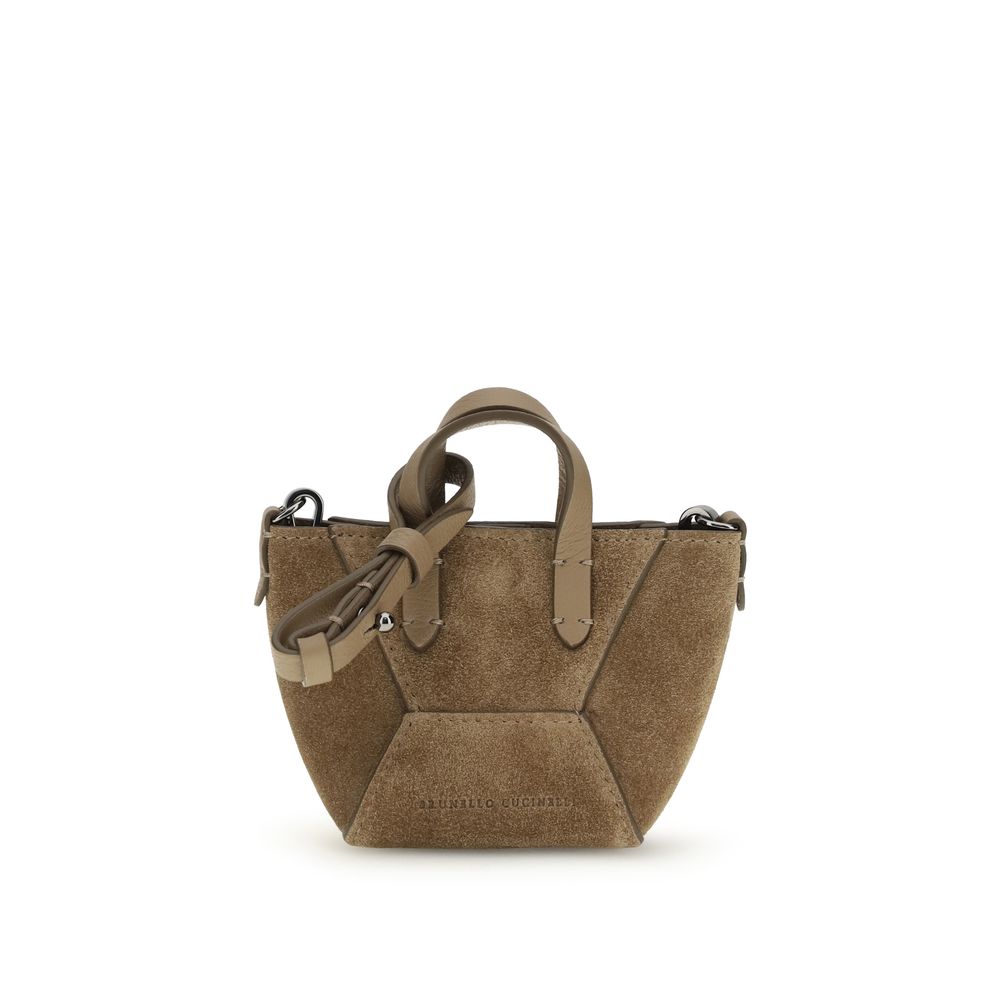 Brunello Cucinelli Braune Kalbsleder Bos Taurus Schultertasche