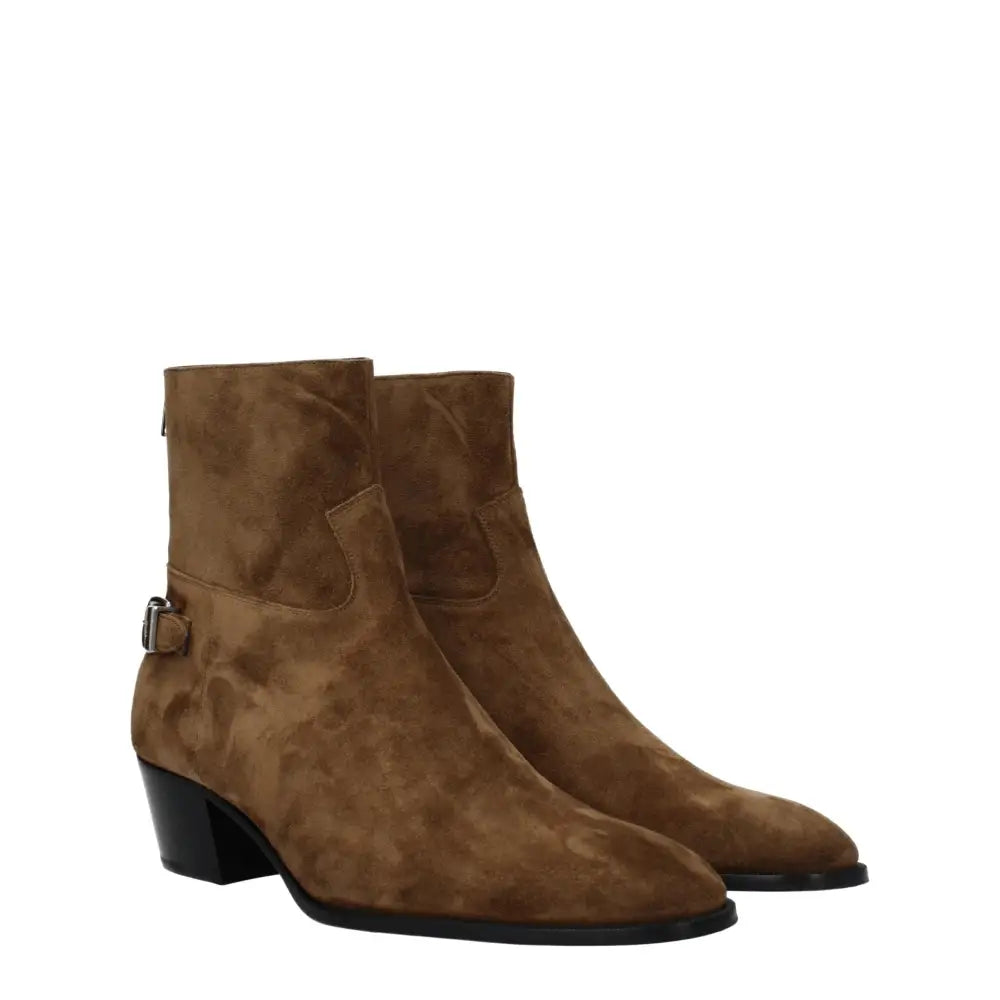 Celine Braune Lederstiefeletten