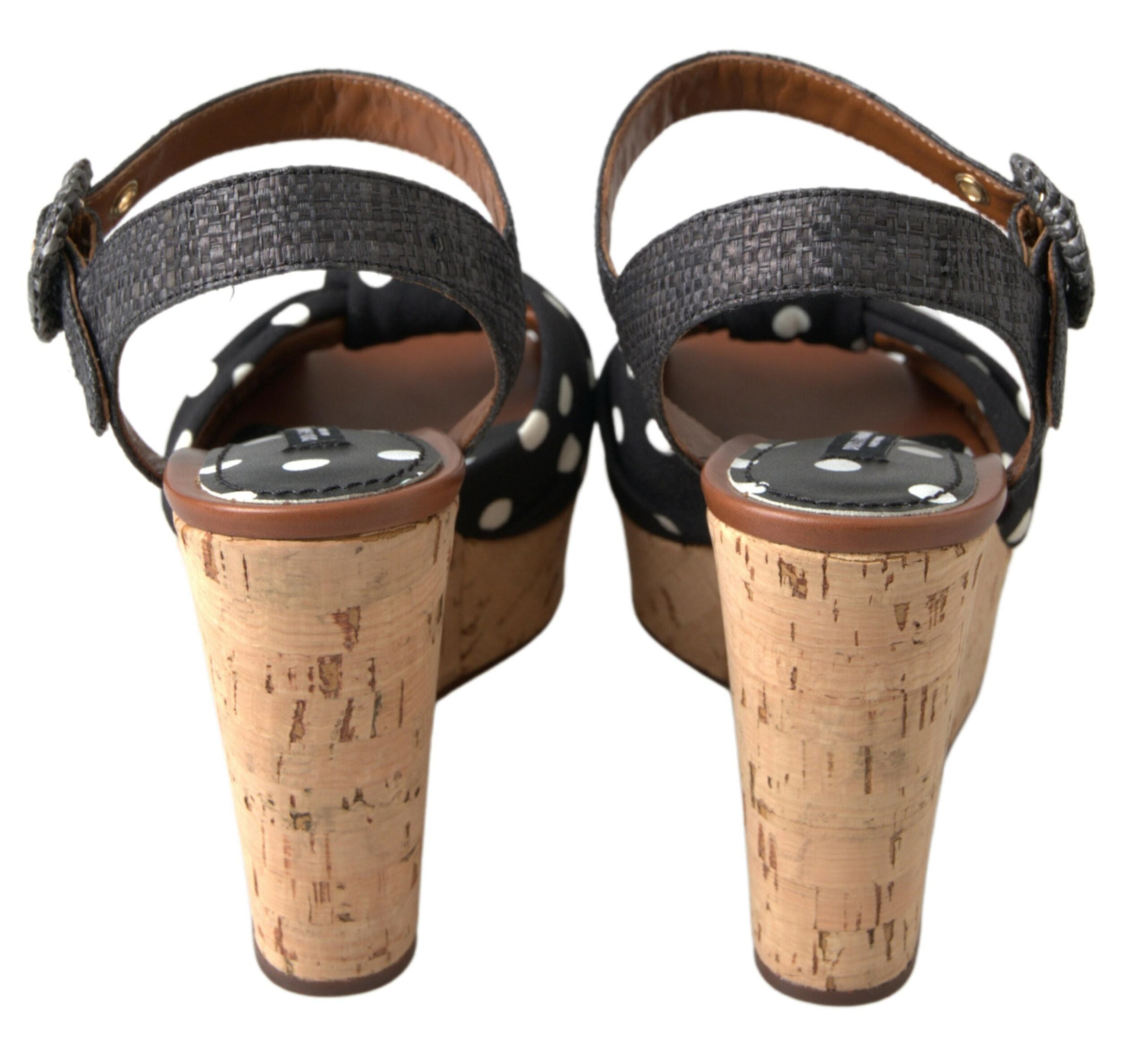 Dolce & Gabbana Schwarze Keile Gepunktete Knöchelriemen Schuhe Sandalen