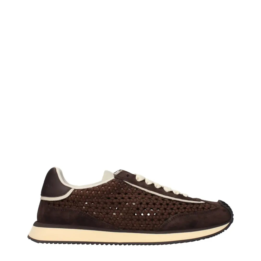 Dolce & Gabbana Braune Stoff-Sneaker mit niedrigem Schaft