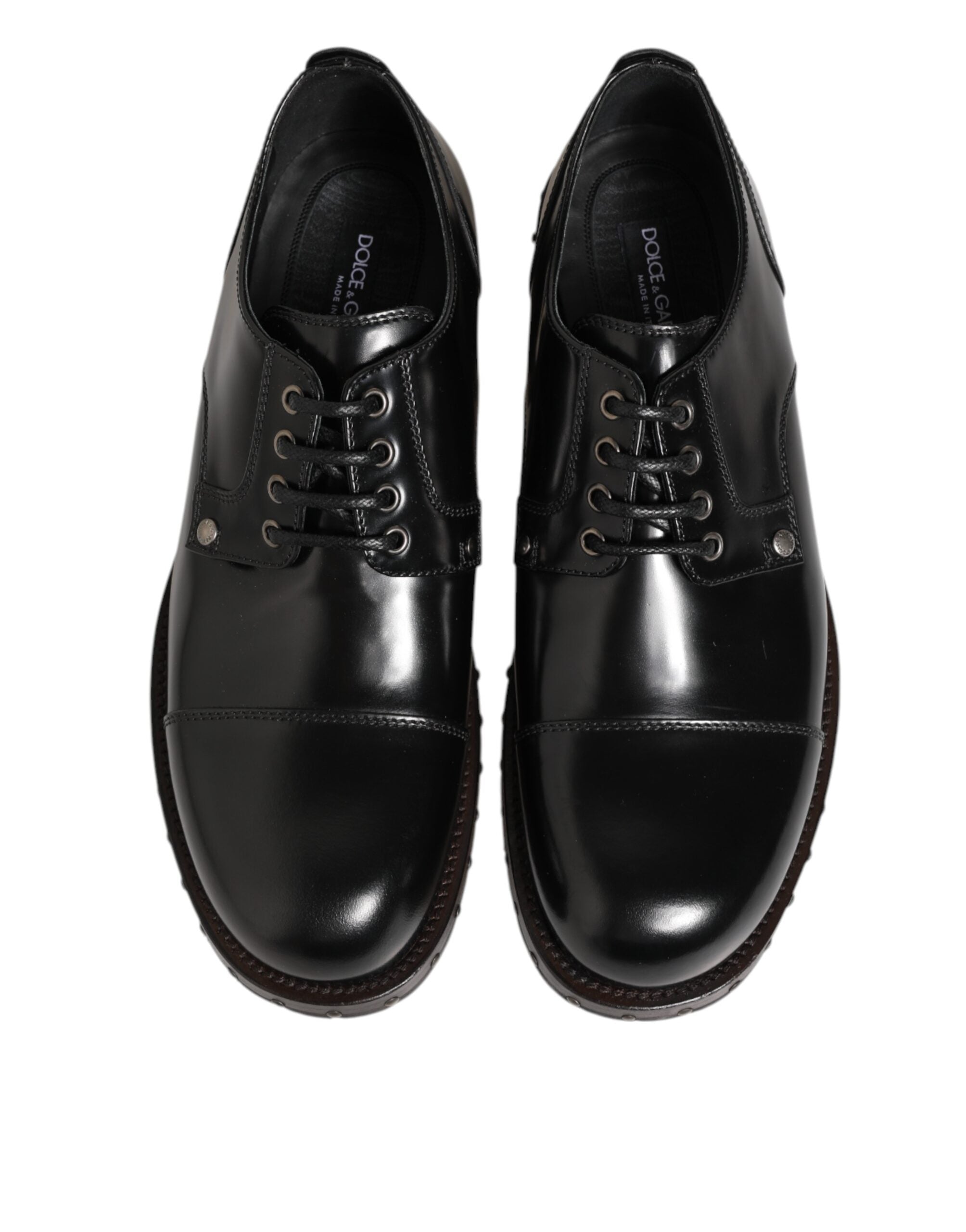 Dolce & Gabbana Schwarzes Leder beschlagene Männer formelle Derby Schuhe