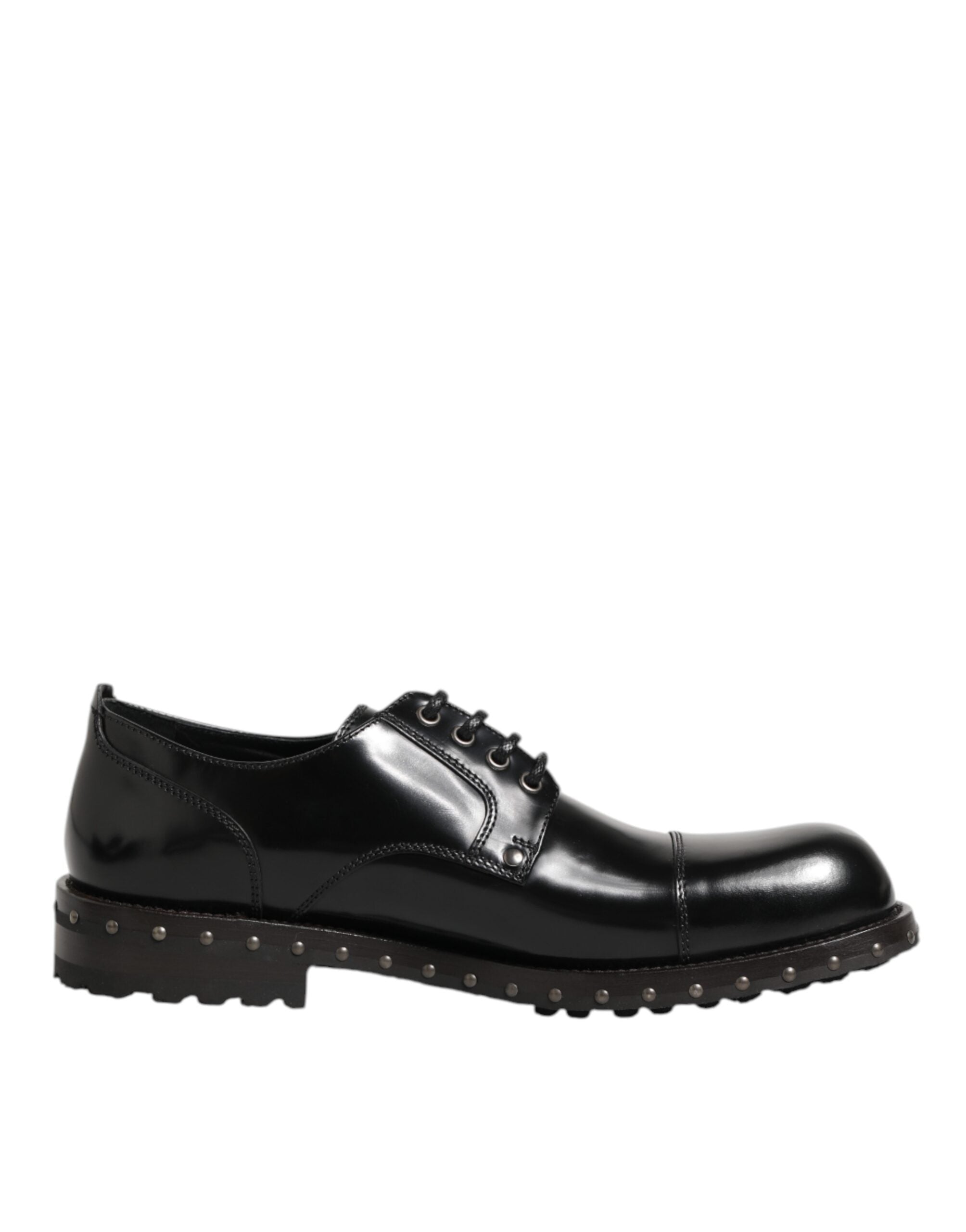 Dolce & Gabbana Schwarzes Leder beschlagene Männer formelle Derby Schuhe