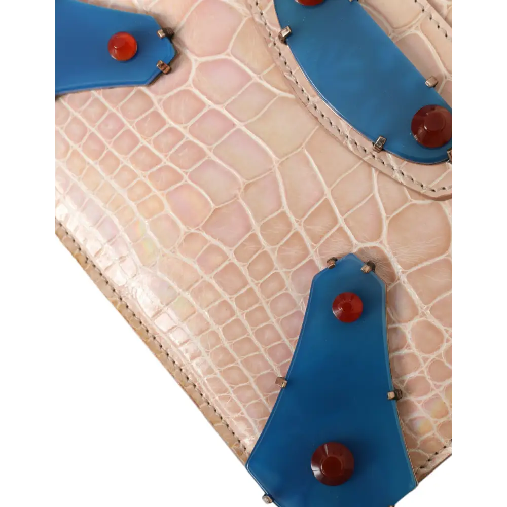 Balenciaga Beige Blauer Achat Exotisches Leder Gold Kette Geldbörse Tasche