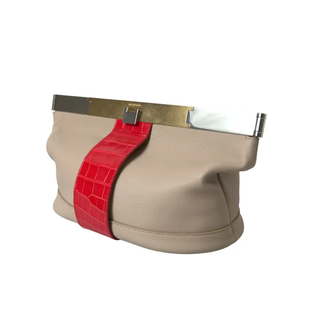 Balenciaga Beige Rot Zweifarbige Tasche aus exotischem Leder