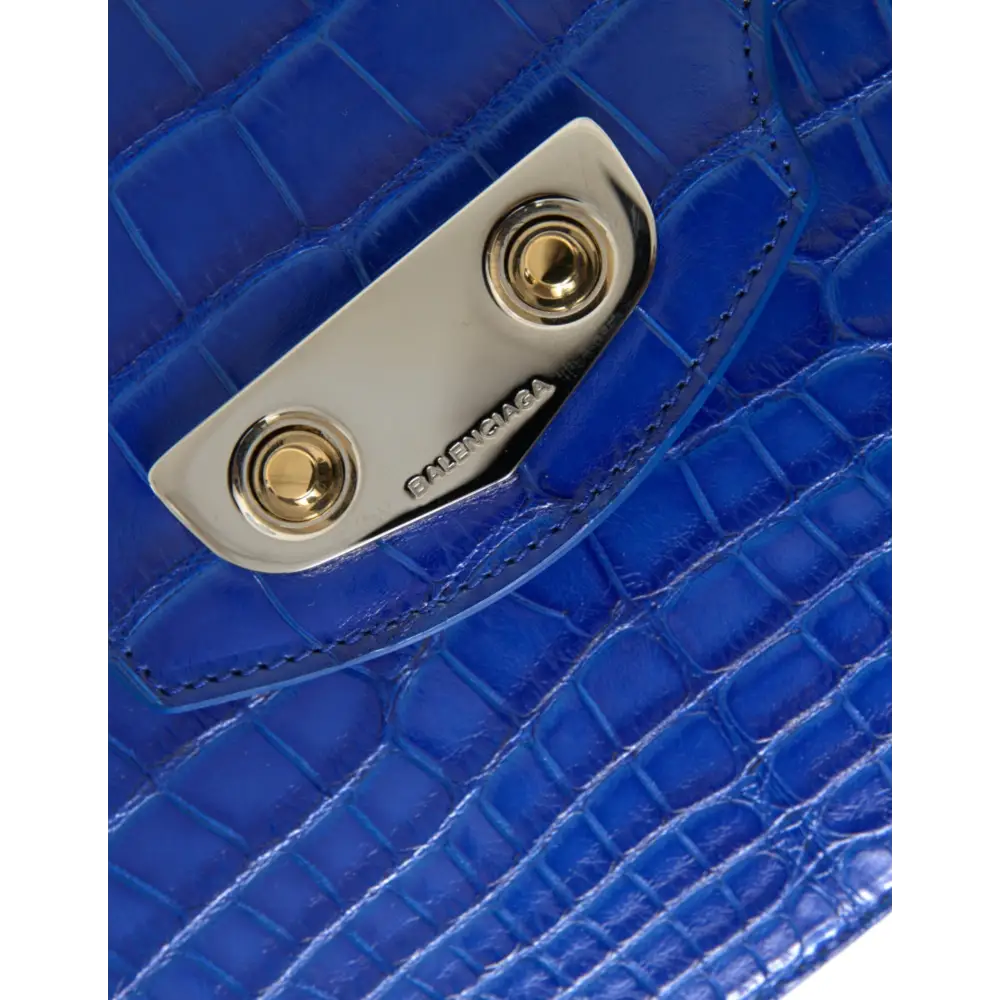 Balenciaga Blaue Exotenleder Neo Classic Kleine Umhängetasche