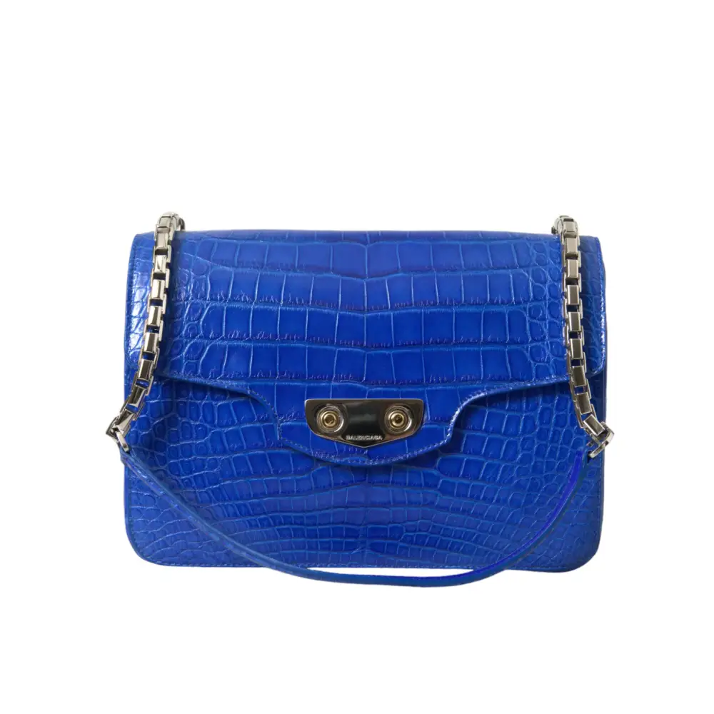 Balenciaga Blaue Exotenleder Neo Classic Kleine Umhängetasche
