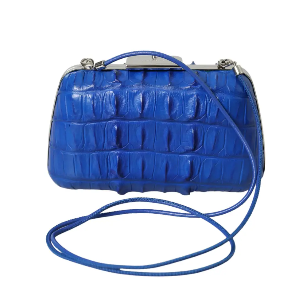Balenciaga Blaue exotische Haut Leder Schulter Crossbody Box Clutch Tasche