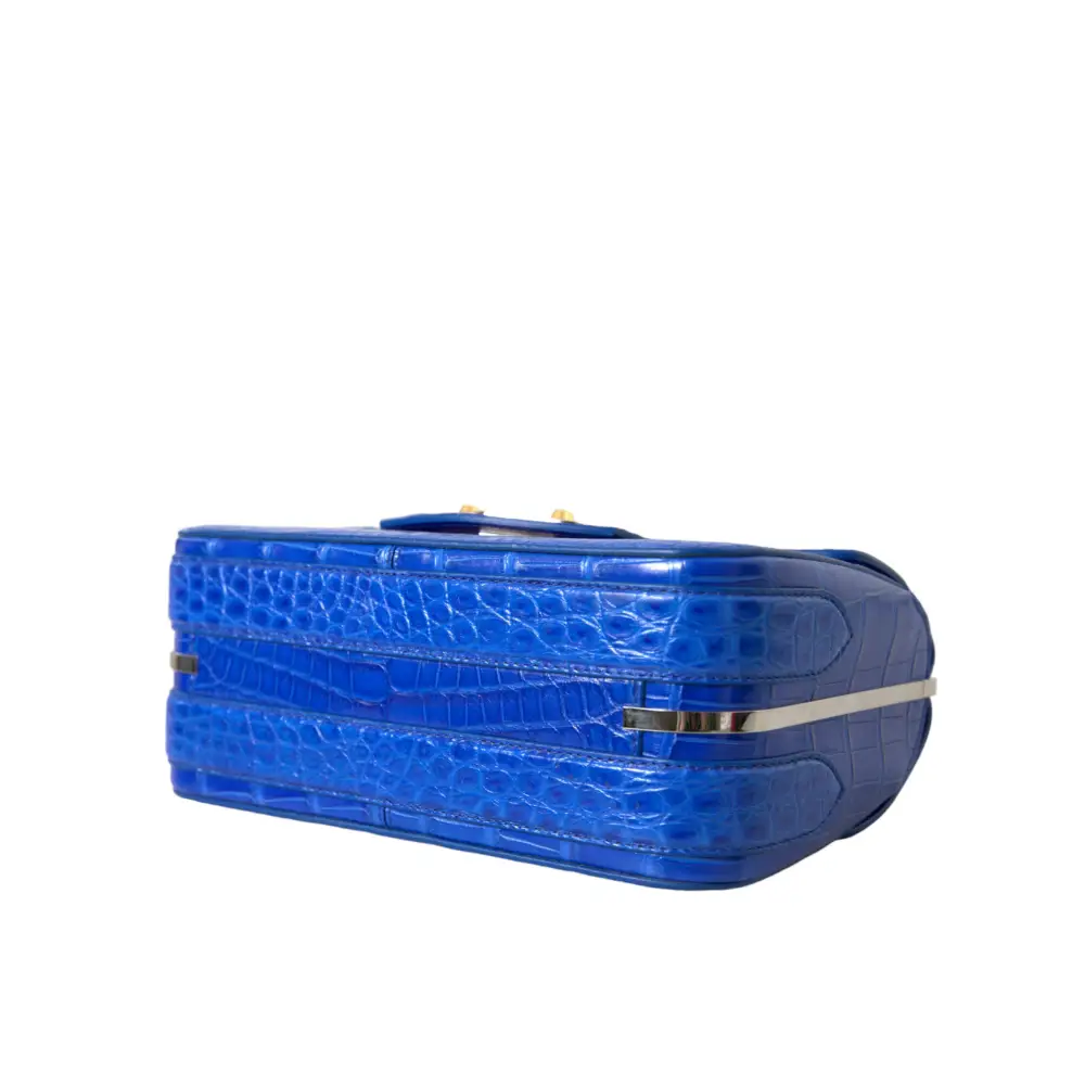 Balenciaga Blaue Exotische Leder Neo Klassische Geldbörse Umhängetasche Handtasche
