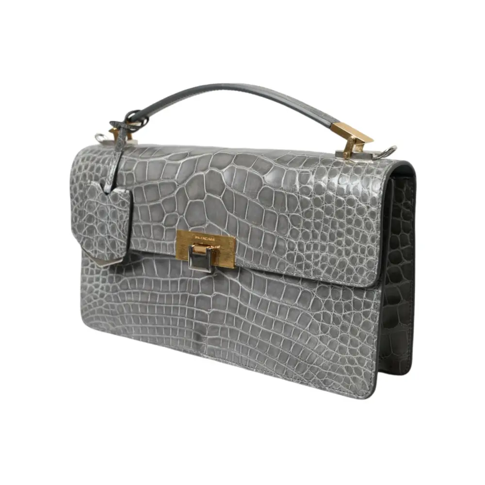 Balenciaga Graue Exotenleder Handtasche Medium Schulter