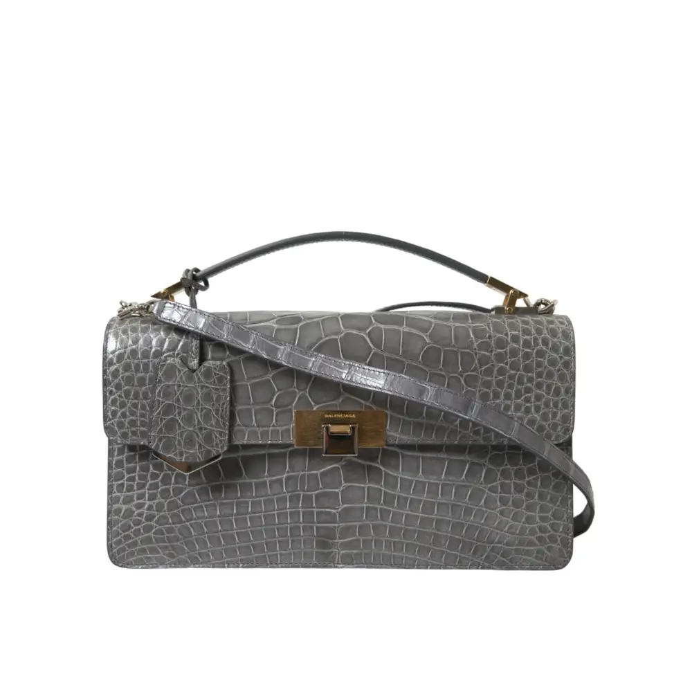 Balenciaga Graue Exotenleder Handtasche Medium Schulter