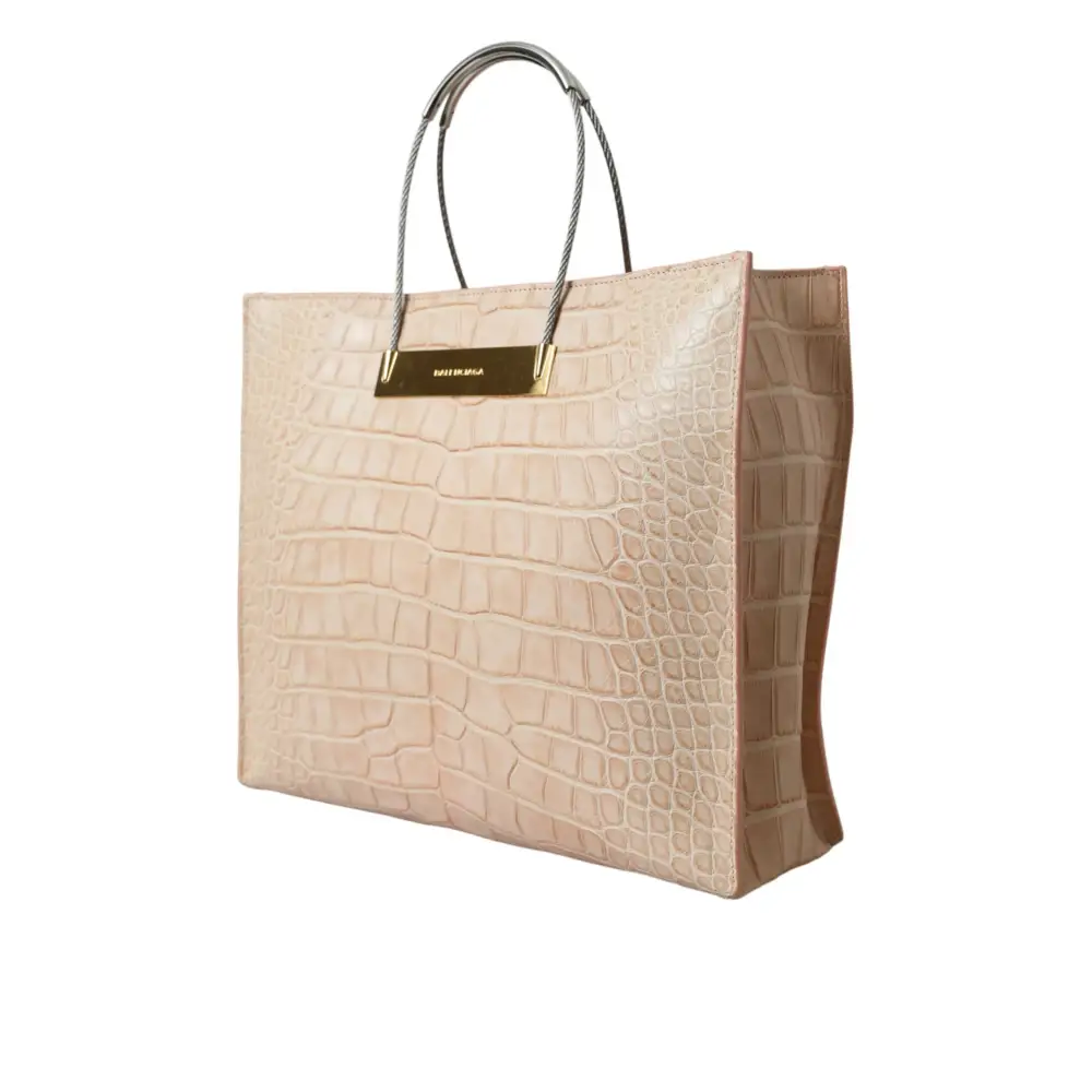 Balenciaga Rosa Exotische Lederprägung mit Kabelgriff Shopper Tote Bag