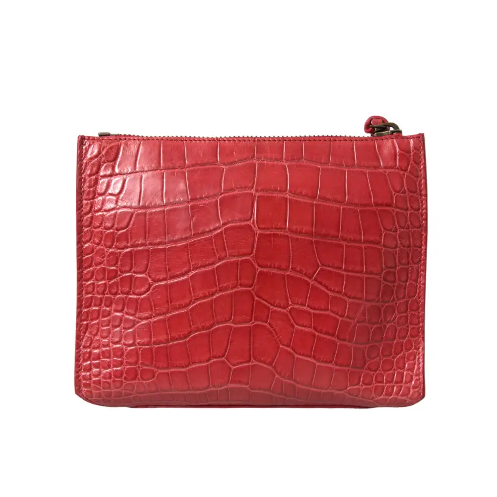 Balenciaga Rote exotische Haut Leder Classic Pouch Geldbörse Handgelenk Tasche