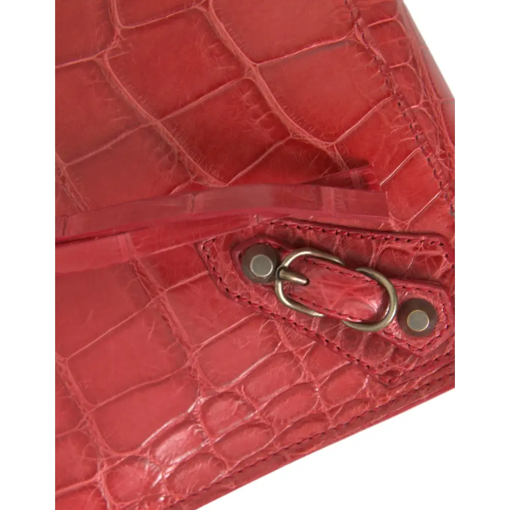 Balenciaga Rote exotische Haut Leder Classic Pouch Geldbörse Handgelenk Tasche