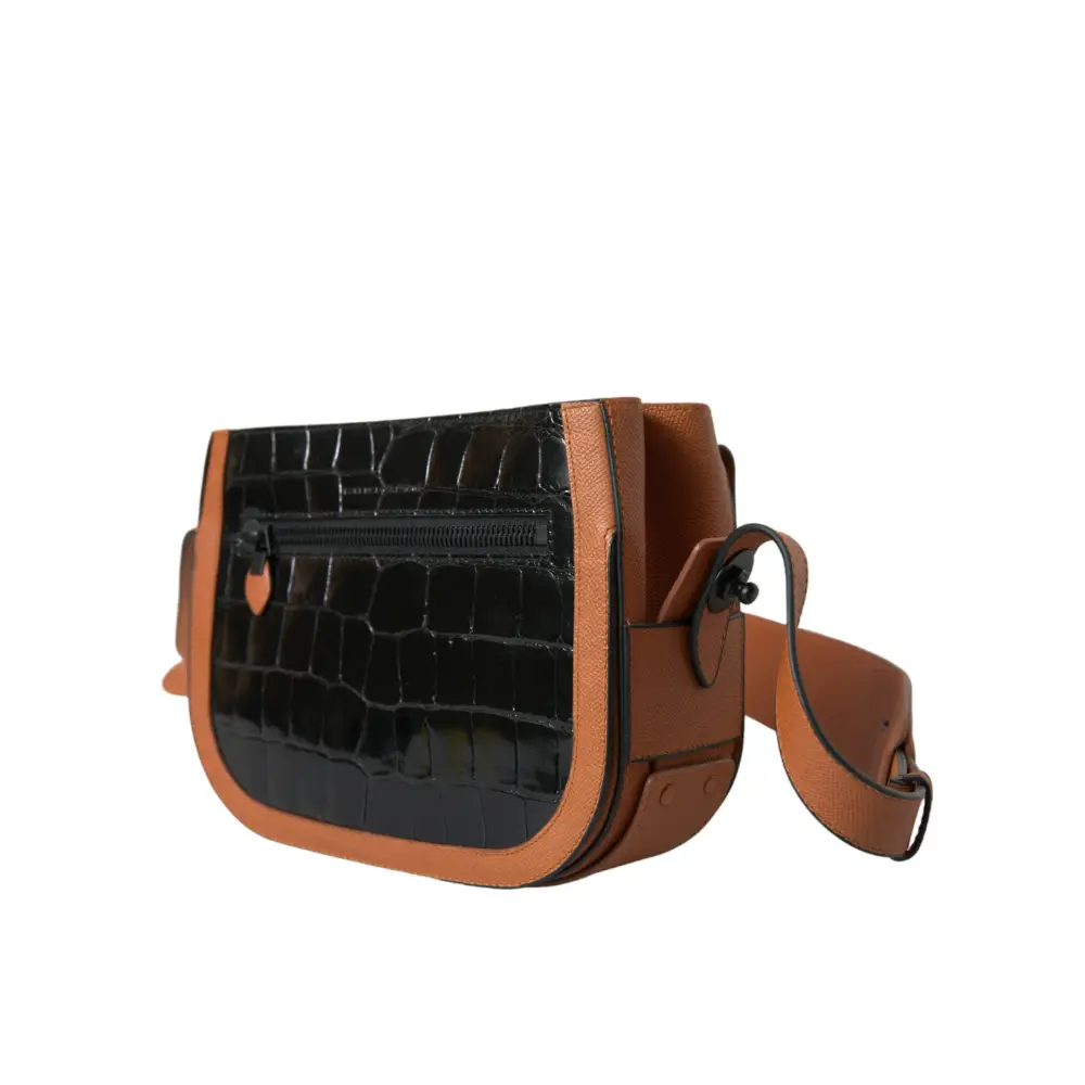 Balenciaga Schwarz Braun Exotische Haut Leder Umhängetasche Kamera Geldbörse