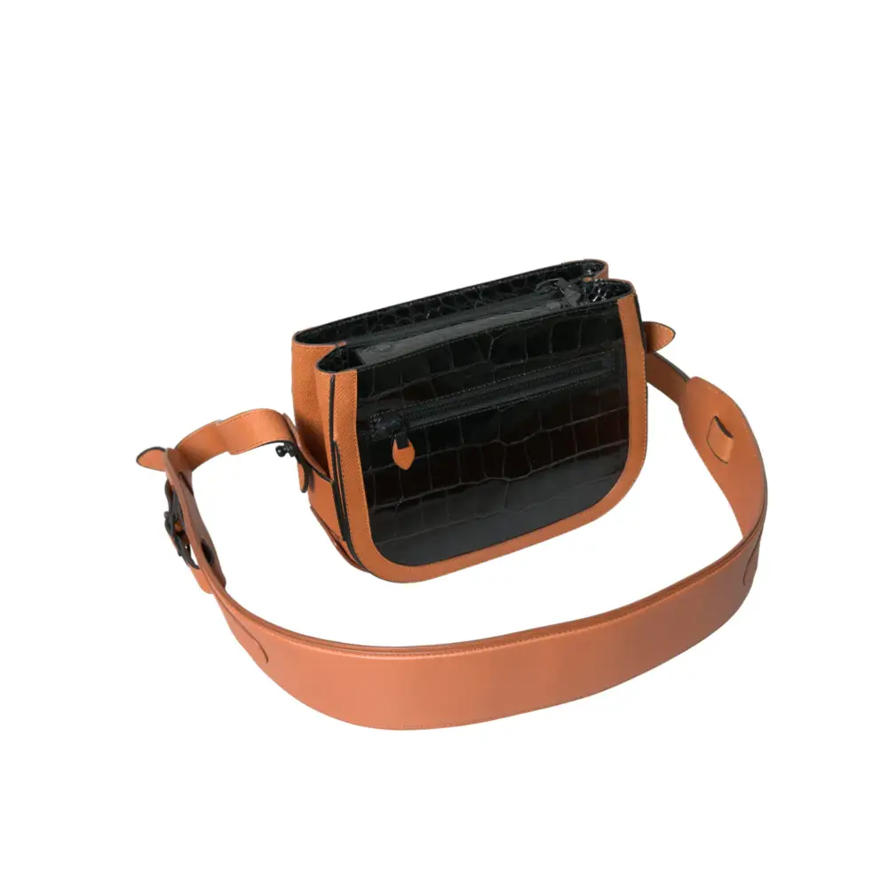 Balenciaga Schwarz Braun Exotische Haut Leder Umhängetasche Kamera Geldbörse