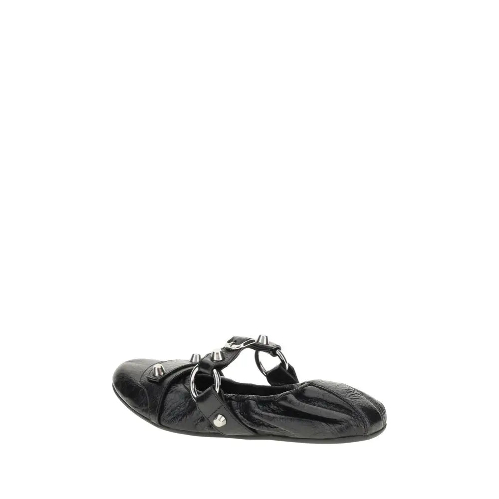 Balenciaga Schwarze Ballett-Flats aus Kalbsleder Bos Taurus
