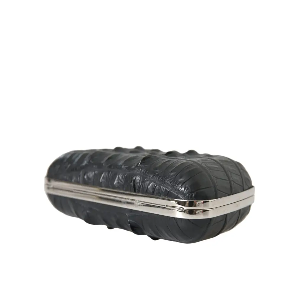 Balenciaga Schwarze Exotenhaut Leder Umhängetasche Crossbody Box Clutch Bag