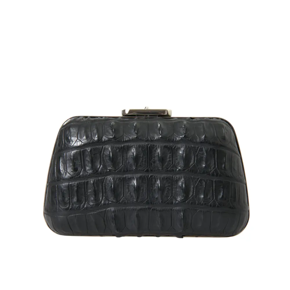 Balenciaga Schwarze Exotenhaut Leder Umhängetasche Crossbody Box Clutch Bag