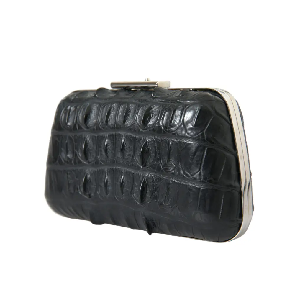 Balenciaga Schwarze Exotenhaut Leder Umhängetasche Crossbody Box Clutch Bag