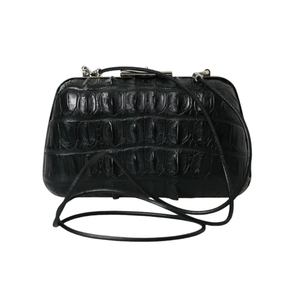 Balenciaga Schwarze Exotenhaut Leder Umhängetasche Crossbody Box Clutch Bag