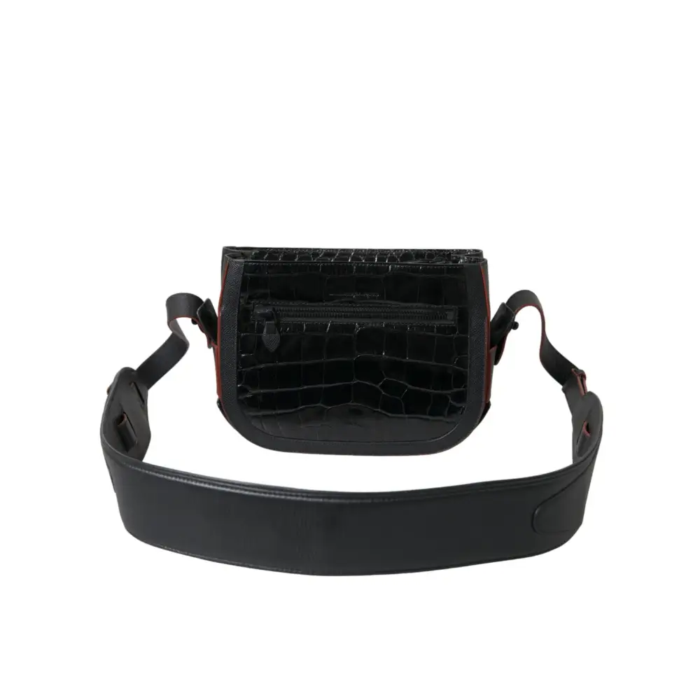 Balenciaga Schwarze Exotenleder Schulter Crossbody Kameratasche