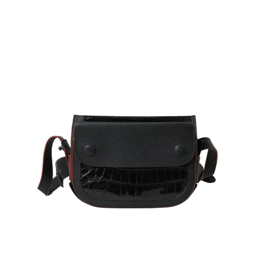 Balenciaga Schwarze Exotenleder Schulter Crossbody Kameratasche