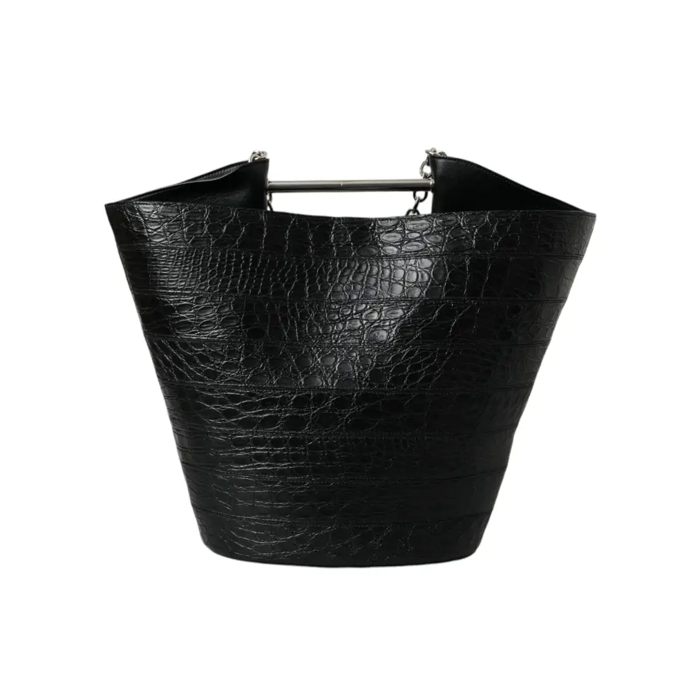 Balenciaga Schwarzes Exotenleder Maxi Bucket Tote Geldbörse Tasche