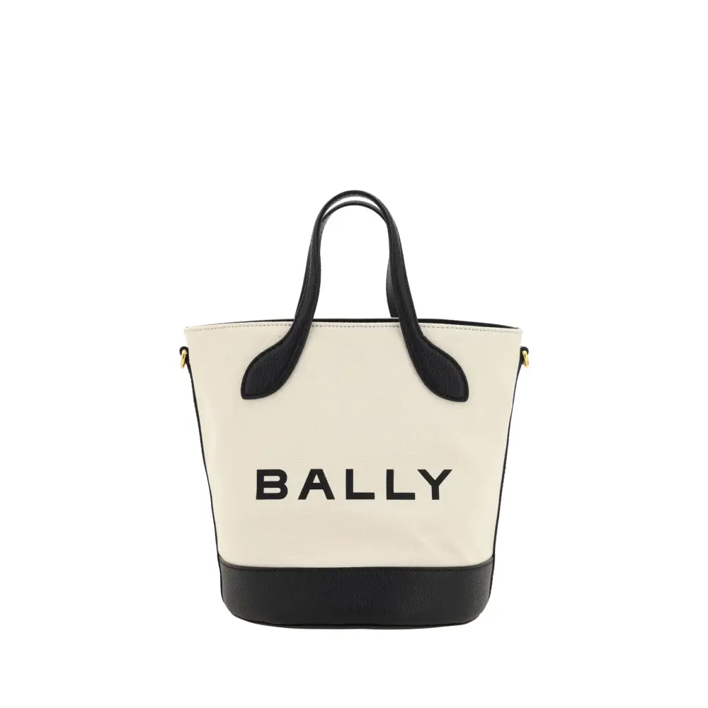 Bally Elegante Monogramm-Eimertasche in Schwarz & Weiß