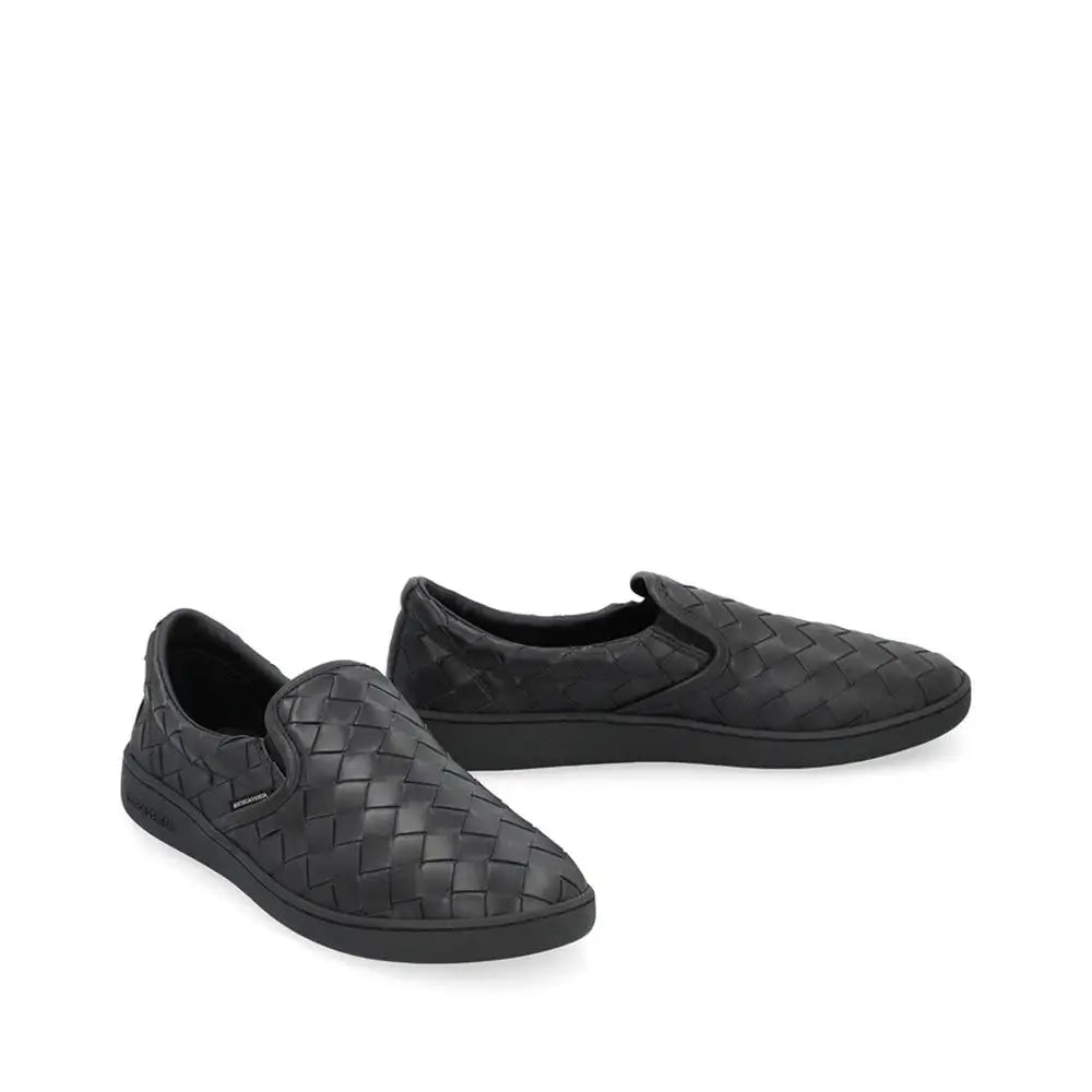 Bottega Veneta Schwarze Kalbsleder Low-Top-Sneaker - EU39/US6