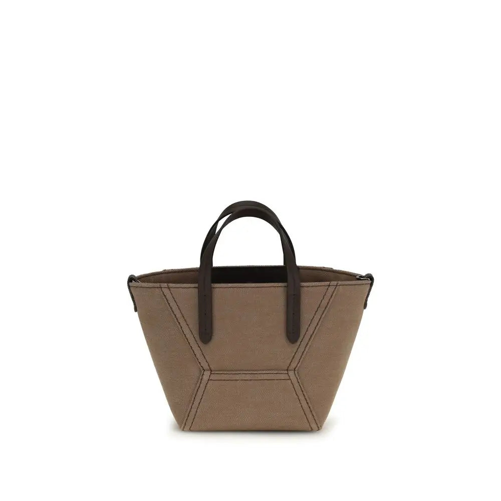 Brunello Cucinelli Beige Stoff-Schultertasche