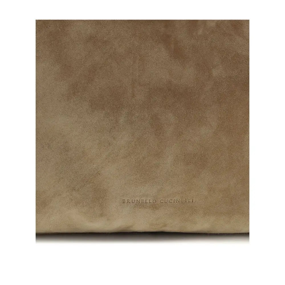 Brunello Cucinelli Beigefarbene Kalbshaut Bos Taurus Schultertasche