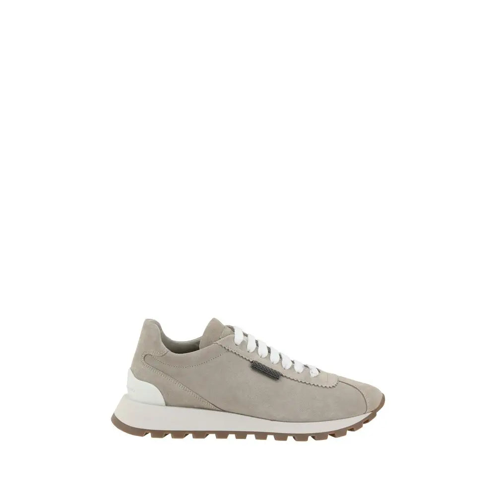 Brunello Cucinelli Beigefarbene Plateau-Sneaker aus Gummi
