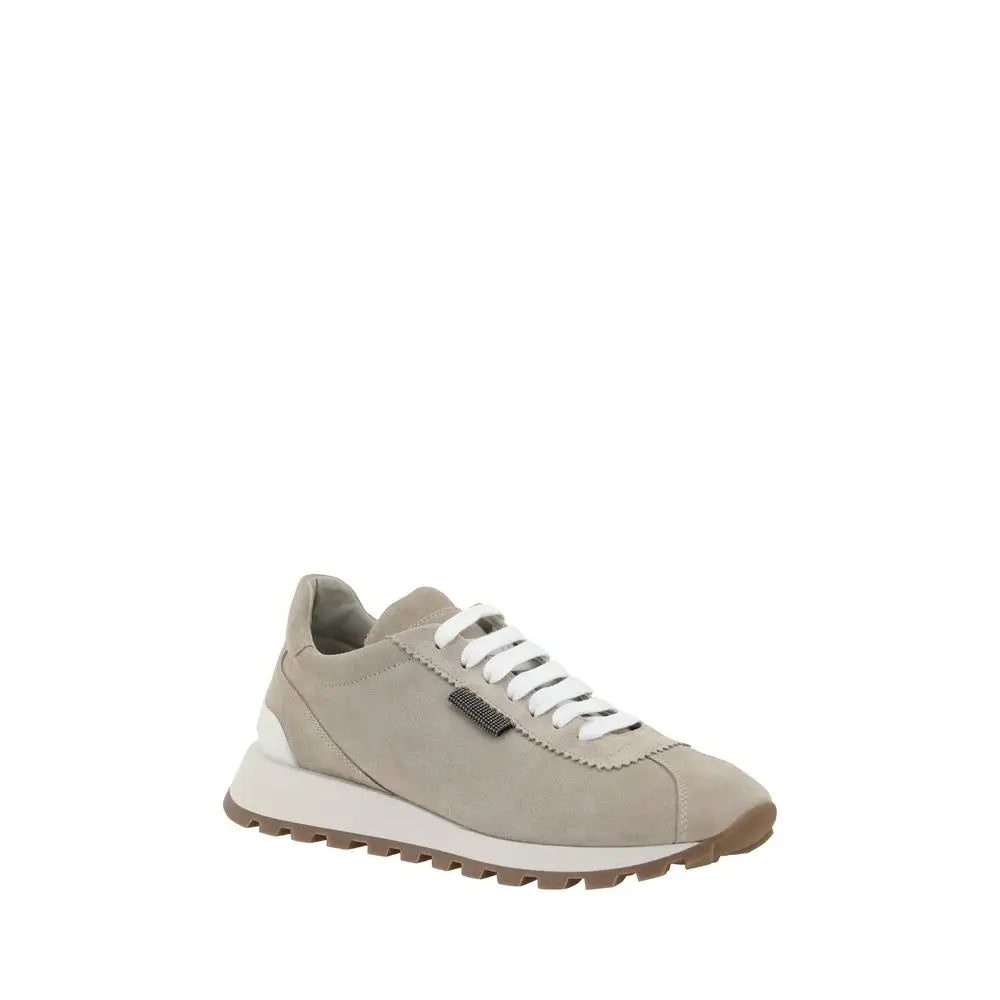 Brunello Cucinelli Beigefarbene Plateau-Sneaker aus Gummi