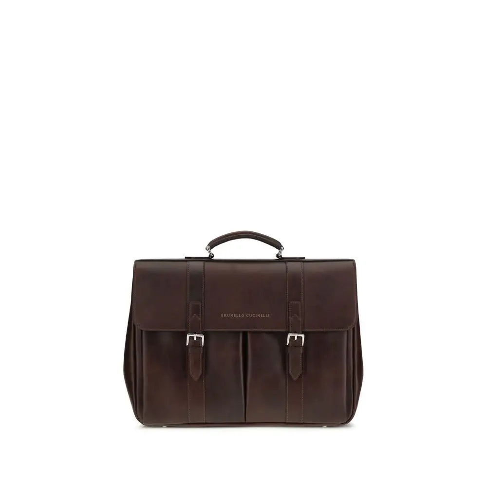 Brunello Cucinelli Bordeaux Calf Leather Bos Taurus Handtasche