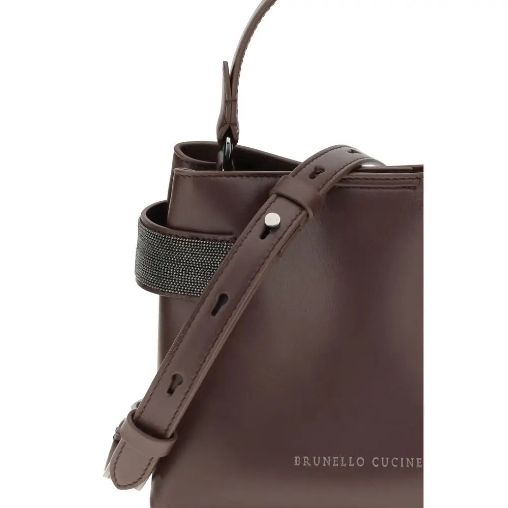 Brunello Cucinelli Bordeaux Leder Handtasche