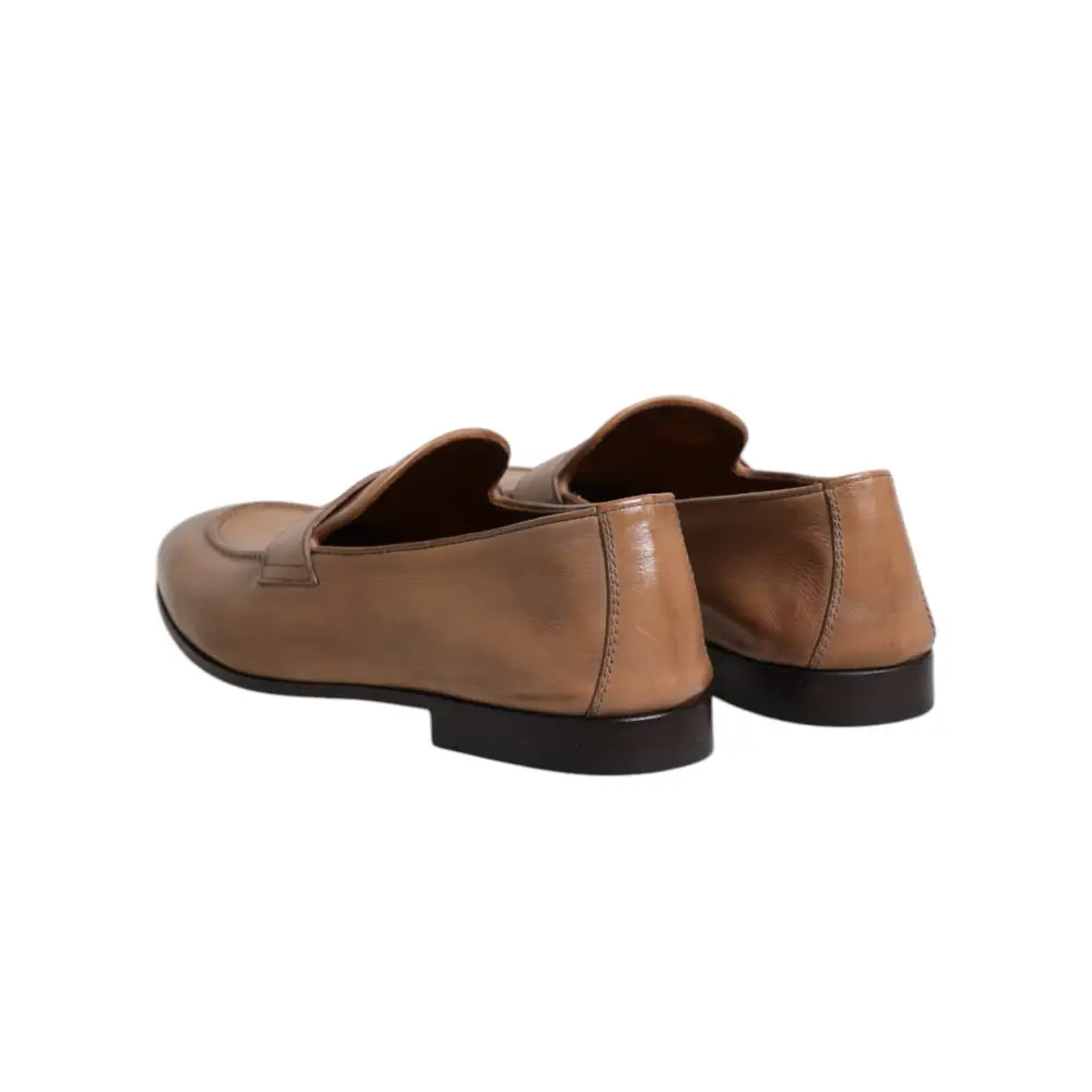 Brunello Cucinelli Braun Leder Loafer Kleid Formelle Schuhe - EU43/US10