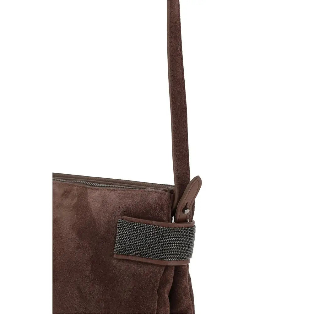 Brunello Cucinelli Braune Kalbshaut Bos Taurus Schultertasche