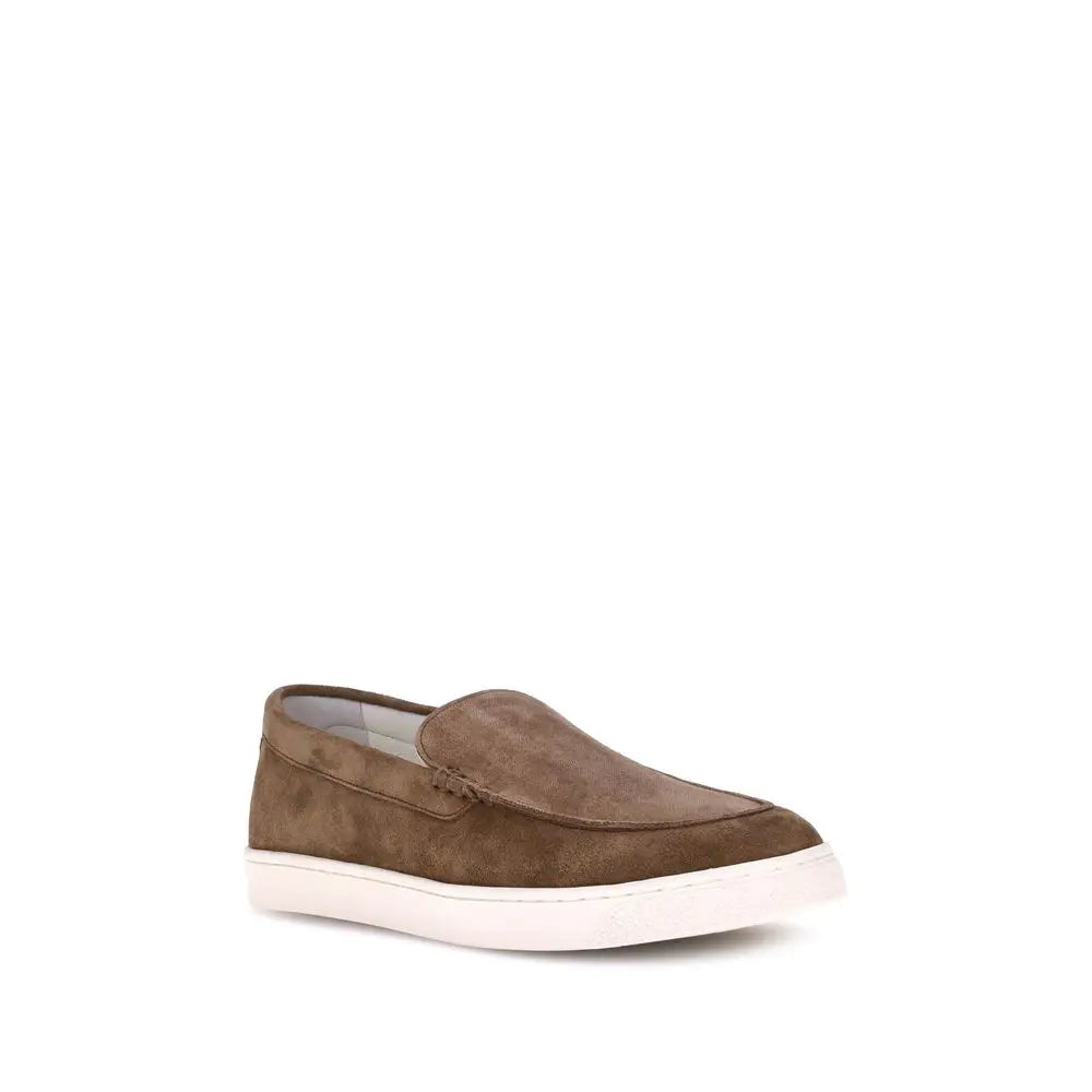 Brunello Cucinelli Braune Kalbshaut Bos Taurus Sneakers mit niedrigem Schaft
