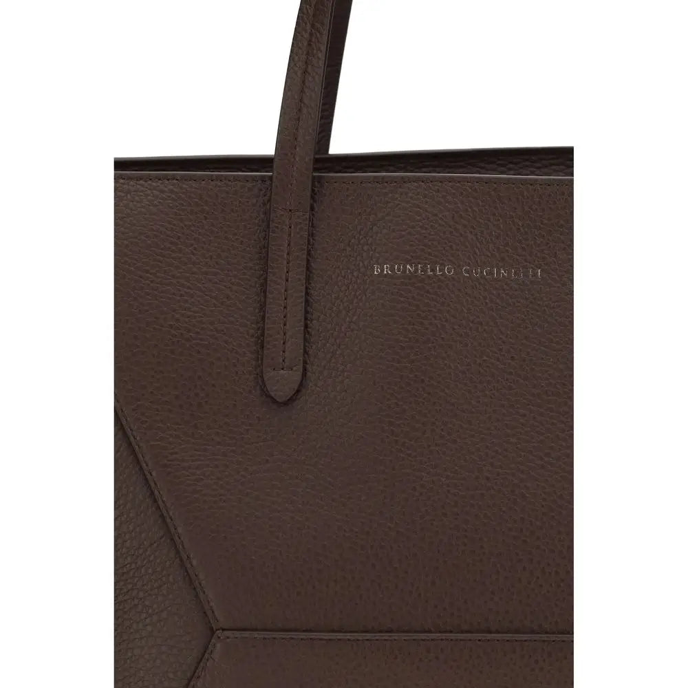 Brunello Cucinelli Braune Kalbsleder Bos Taurus Schultertasche