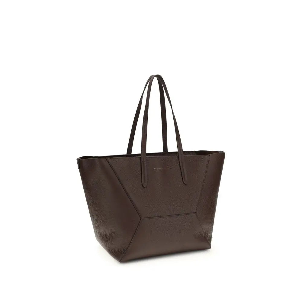 Brunello Cucinelli Braune Kalbsleder Bos Taurus Schultertasche