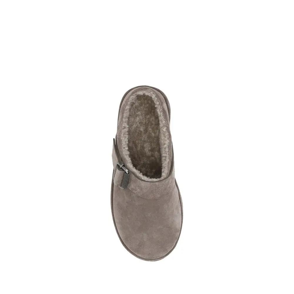 Brunello Cucinelli Elegante Graue Kalbshaut Bos Taurus Clogs