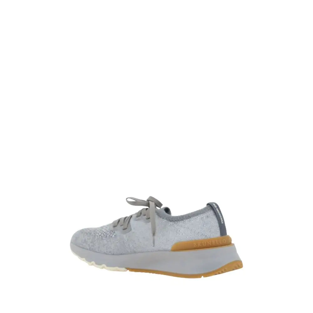 Brunello Cucinelli Graue Baumwoll-Sportschuhe