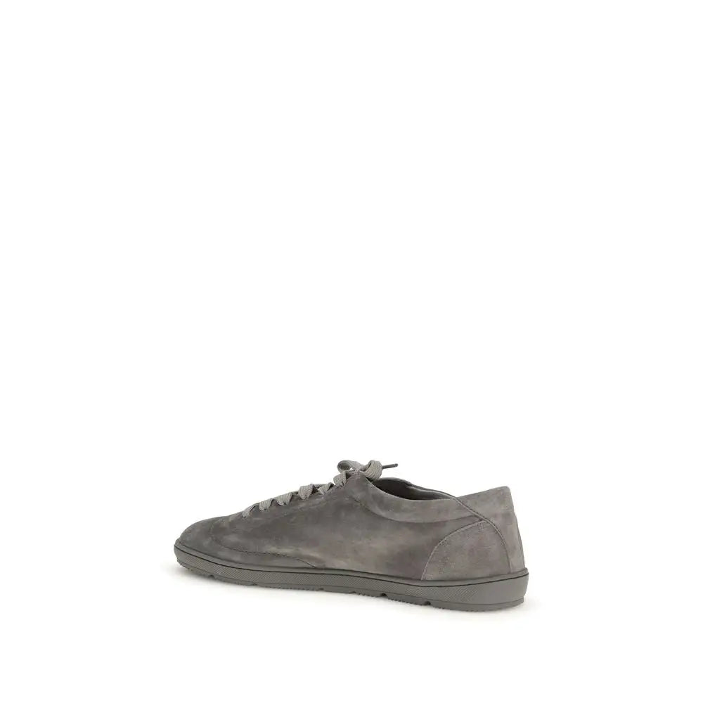 Brunello Cucinelli Graue Bos Taurus Kalbsleder Low-Top-Sneaker