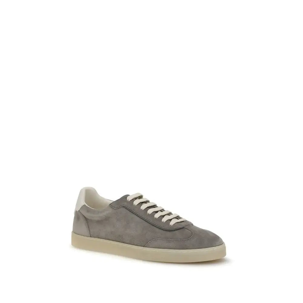 Brunello Cucinelli Graue Bos Taurus Kalbsleder Low-Top-Sneaker