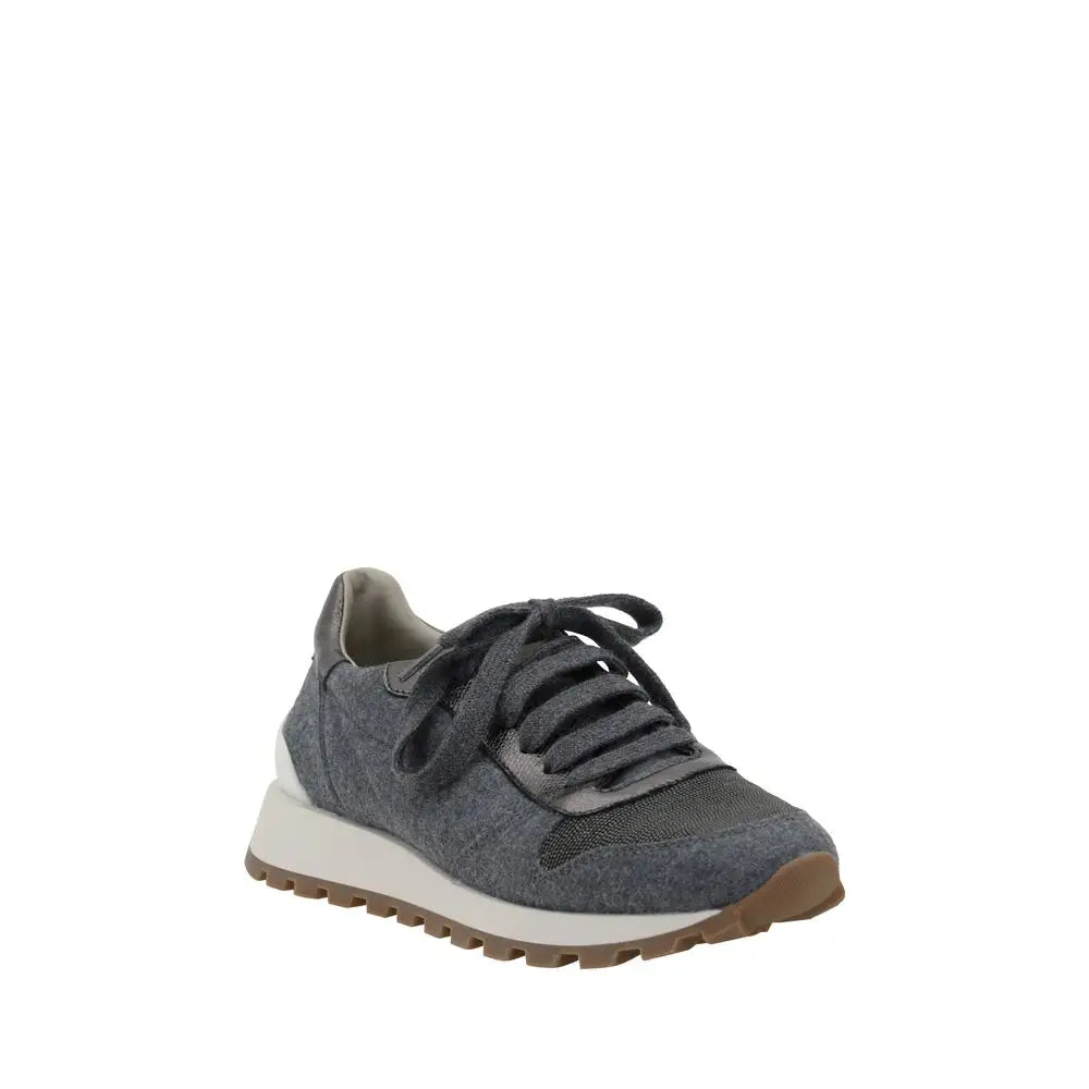 Brunello Cucinelli Graue Woll-Sneaker aus Fleece