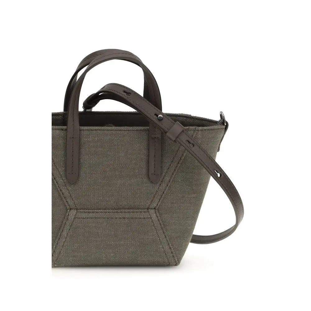 Brunello Cucinelli Schultertasche aus zweifarbigem Stoff