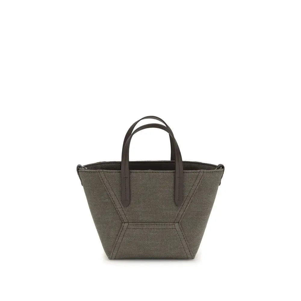 Brunello Cucinelli Schultertasche aus zweifarbigem Stoff