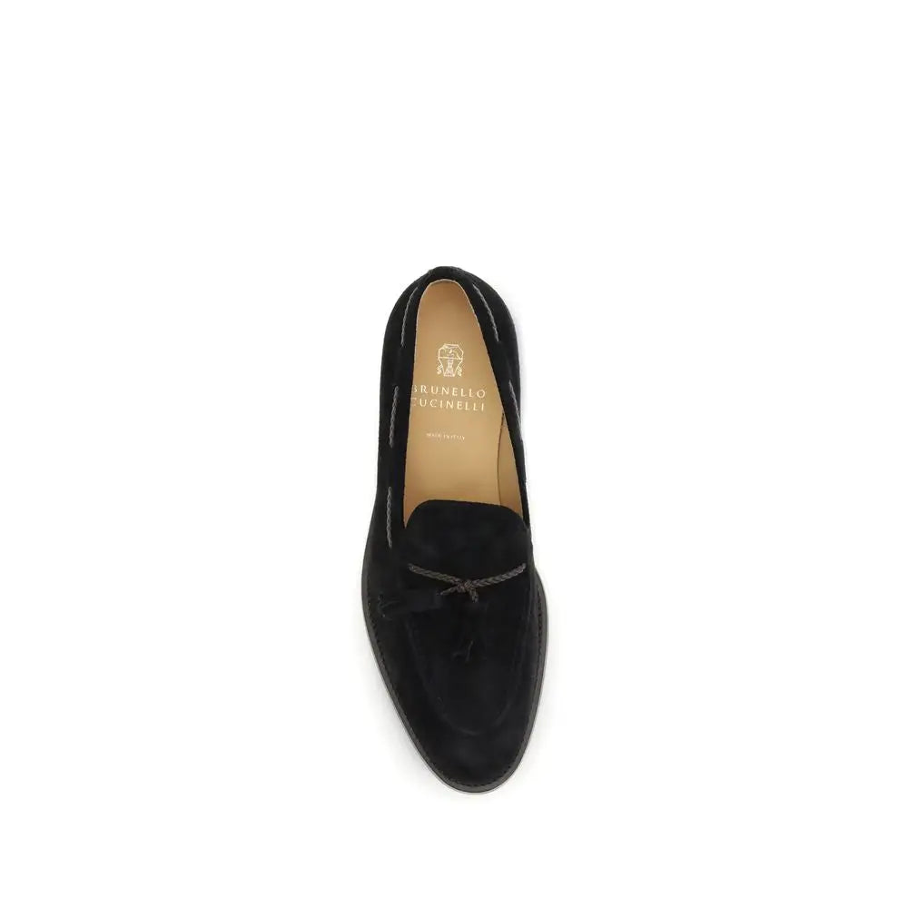 Brunello Cucinelli Schwarze Loafer aus Kalbsleder Bos Taurus