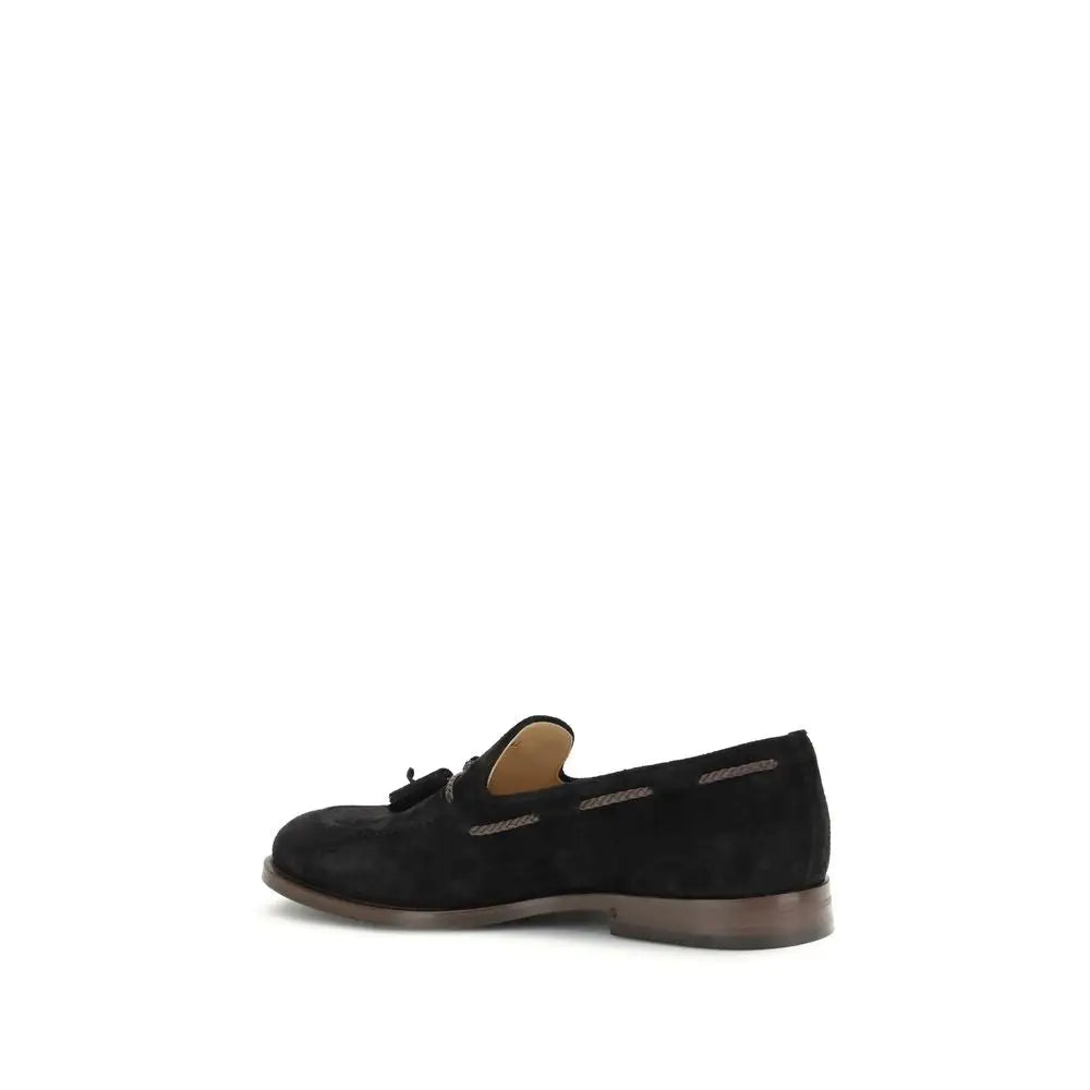 Brunello Cucinelli Schwarze Loafer aus Kalbsleder Bos Taurus