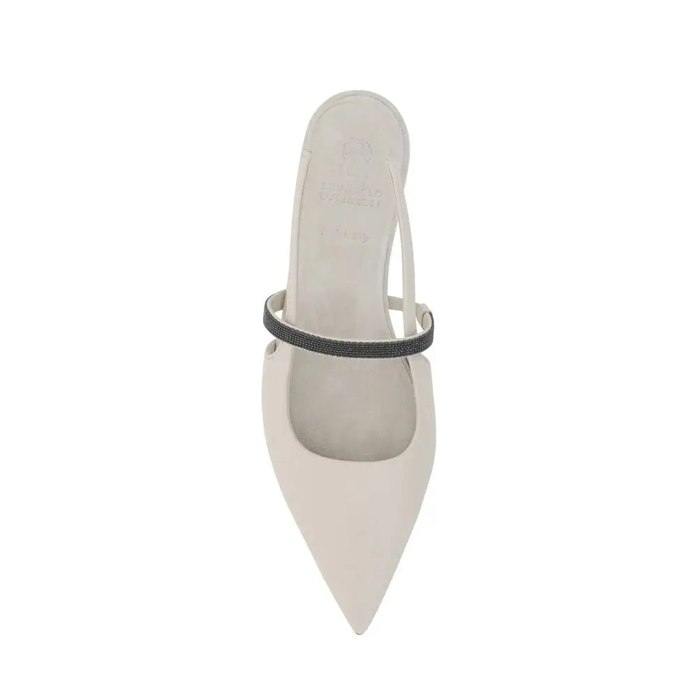 Brunello Cucinelli Weiße Ballerinas aus Kalbsleder - EU36/US6